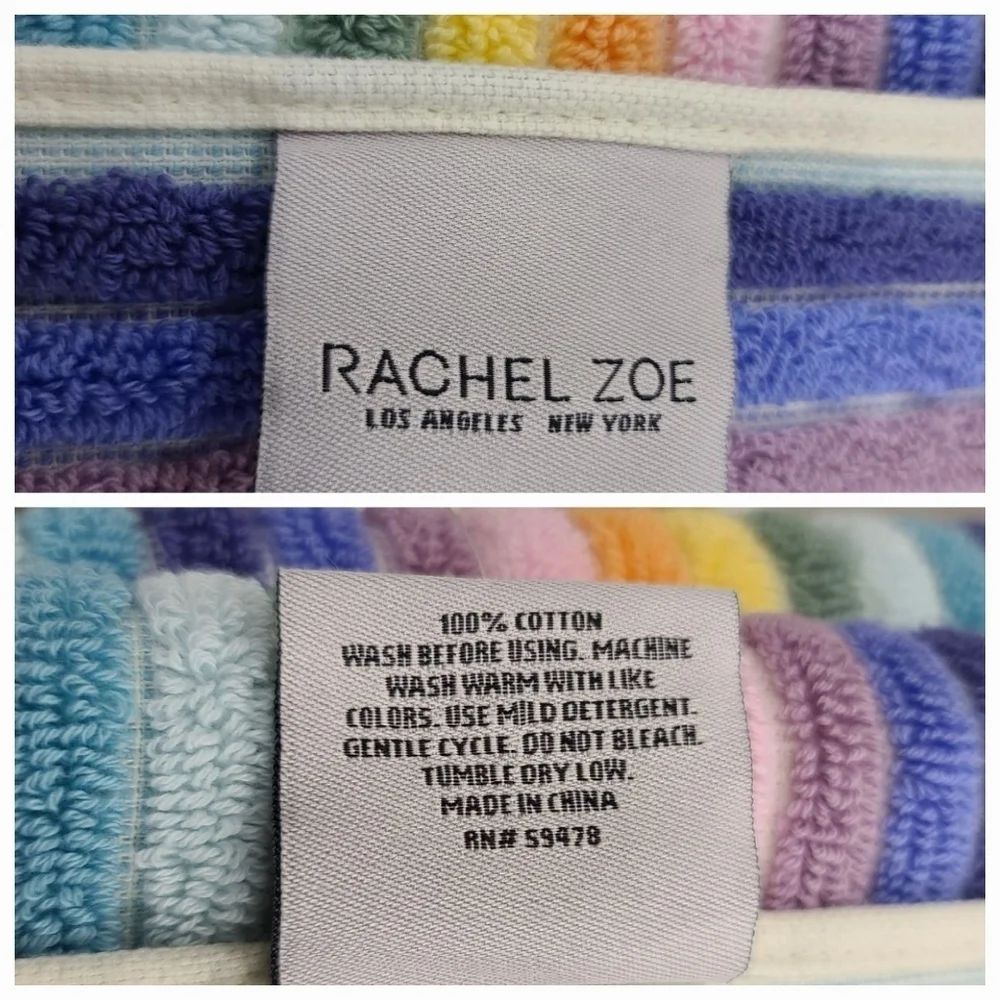 8pc Rachel Zoe Cotton Pastel Rainbow Striped Bath Hand Washcloth Towel Set New